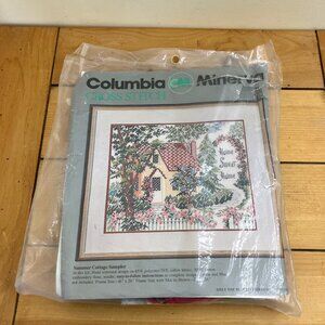Summer Cottage Cross Stitch Embroidery Kit CM Columbia Minerva 6910 Vintage 1983